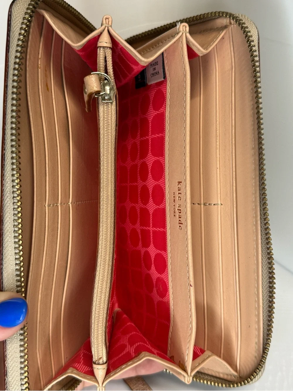 Kate Spade Metallic Silver Zip-Around Wristlet Wallet